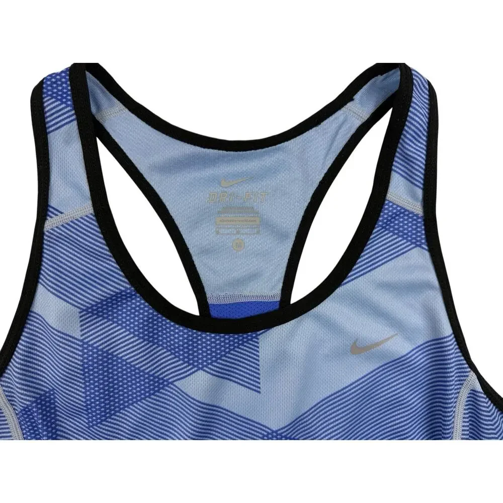 Nike Tank Top Dri Fit Geometric Blue Print Running Yoga Womens Medium